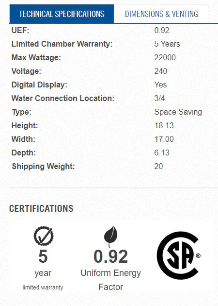 32 KW Electric Water Heater specs