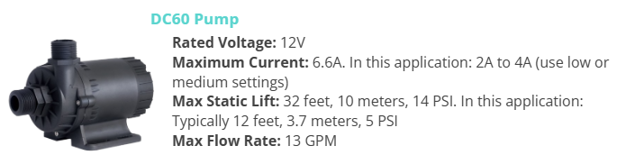 Large Heat Source Pump Kit specs