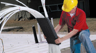 the straight ez route pex pipe organizer for in-floor heating radiant heat applications. easy as HUG Hydronics