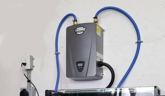 on demand electric water heaters sit right above our system taking up almost no extra space