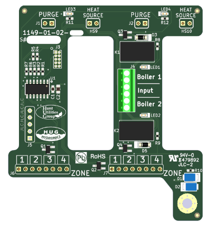 The Off Peak Boiler Coordinator Board coordinates signals for controlling more than 1 boiler