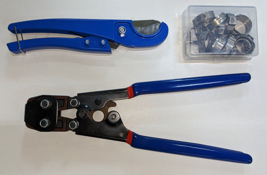 CHEN HAO Metal PEX cinch crimp, PEX cutter tool Kit with 1/2" and 3/4" Crimps