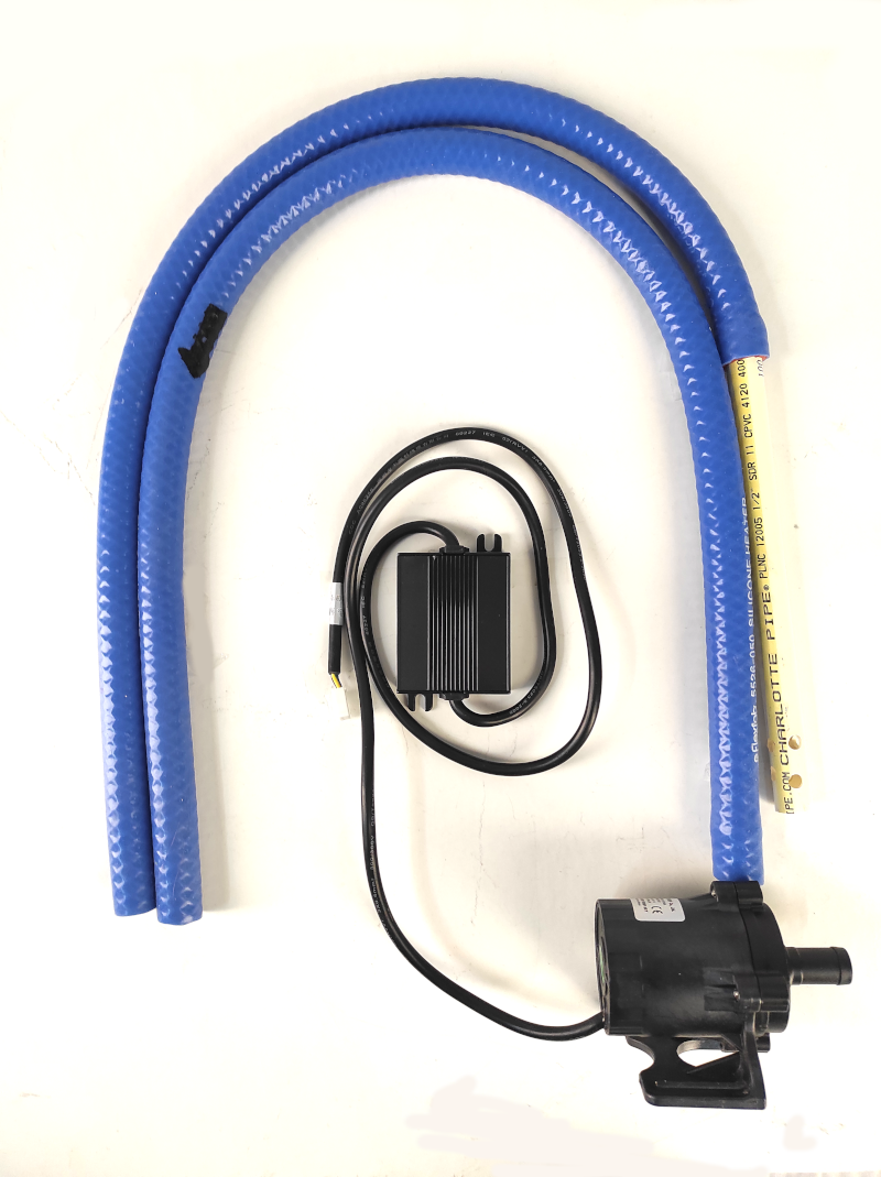 additional pump kit for the HUG Hydronics in-floor radiant heat system. Kit includes another pump, two hoses and two clamps to connect to an in-floor heating pex pipe loop