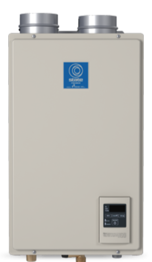 Indoor condensing tankless gas water heater to use with the HUG Hydronics in-floor heating system