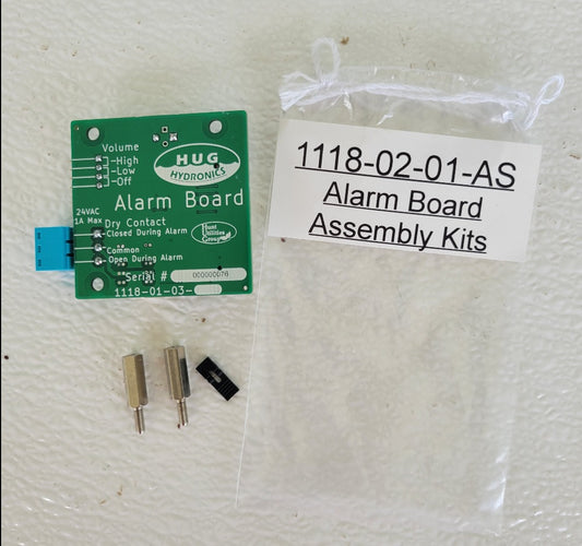 The alarm board assembly kit comes with spacers and a jumper